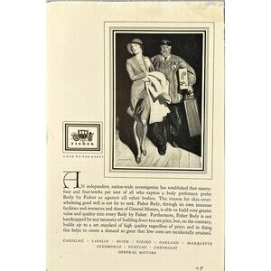 Body by Fisher "Look to the Body-General Motors" Vintage Print Ad 1929